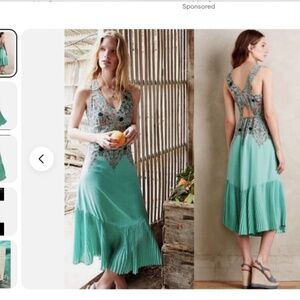 Maeve Anthropologie  canyon creek mermaid maxi dress turquoise
 size 0